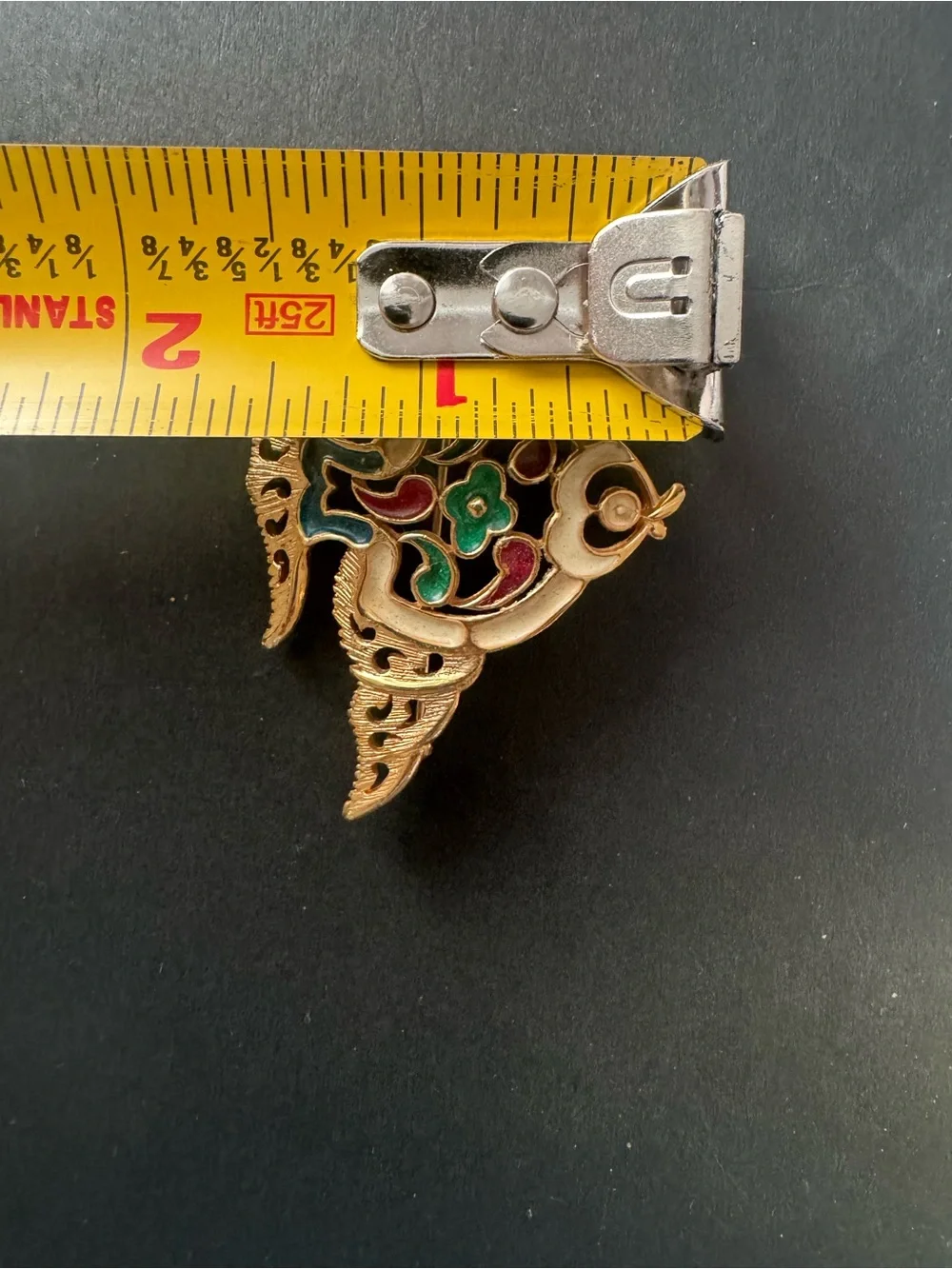 Vintage Cloisonné Style Fish Brooch Gold Tone Enamel Colorful Openwork
